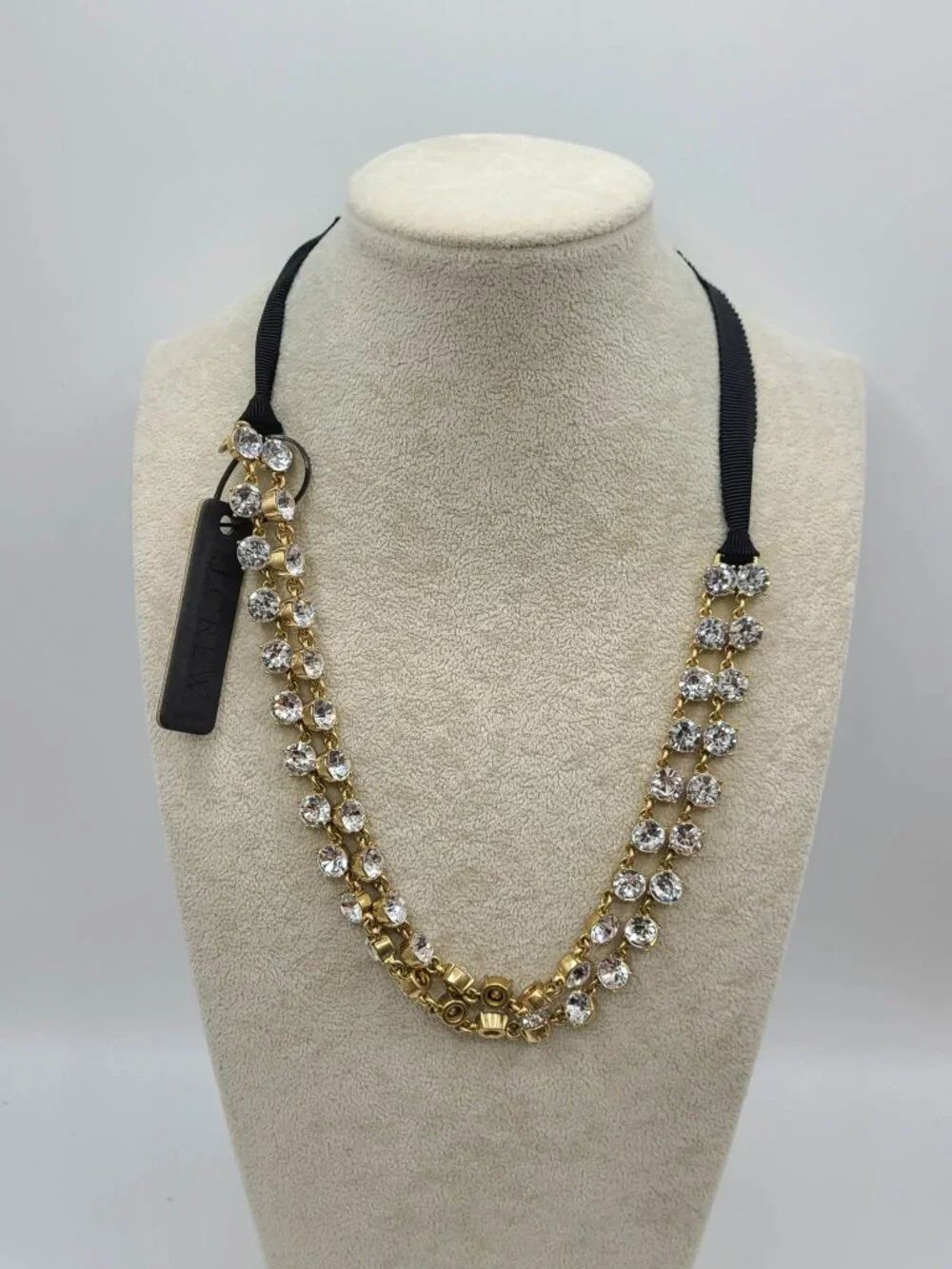 J Crew Layered Crystal Ribbon Die Necklace NWT